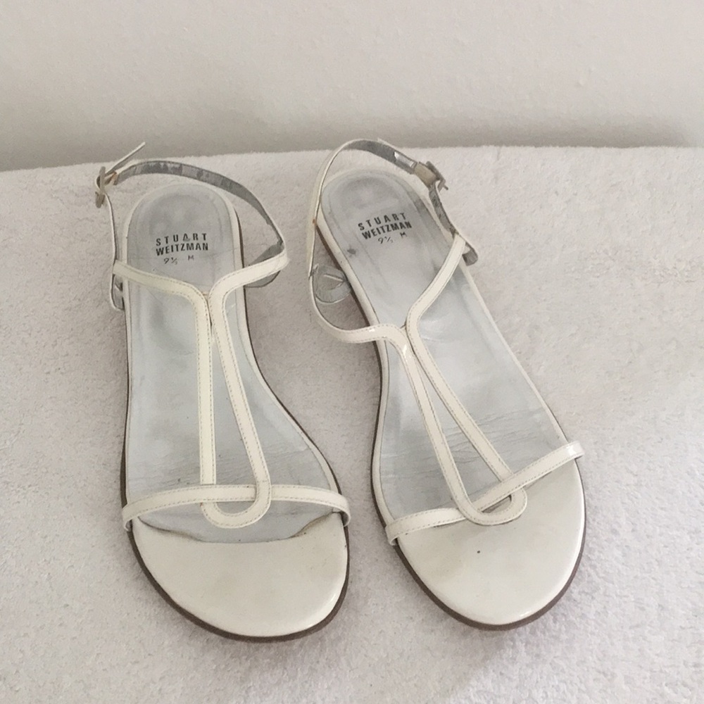 Stuart weitzman white patent leather sandal